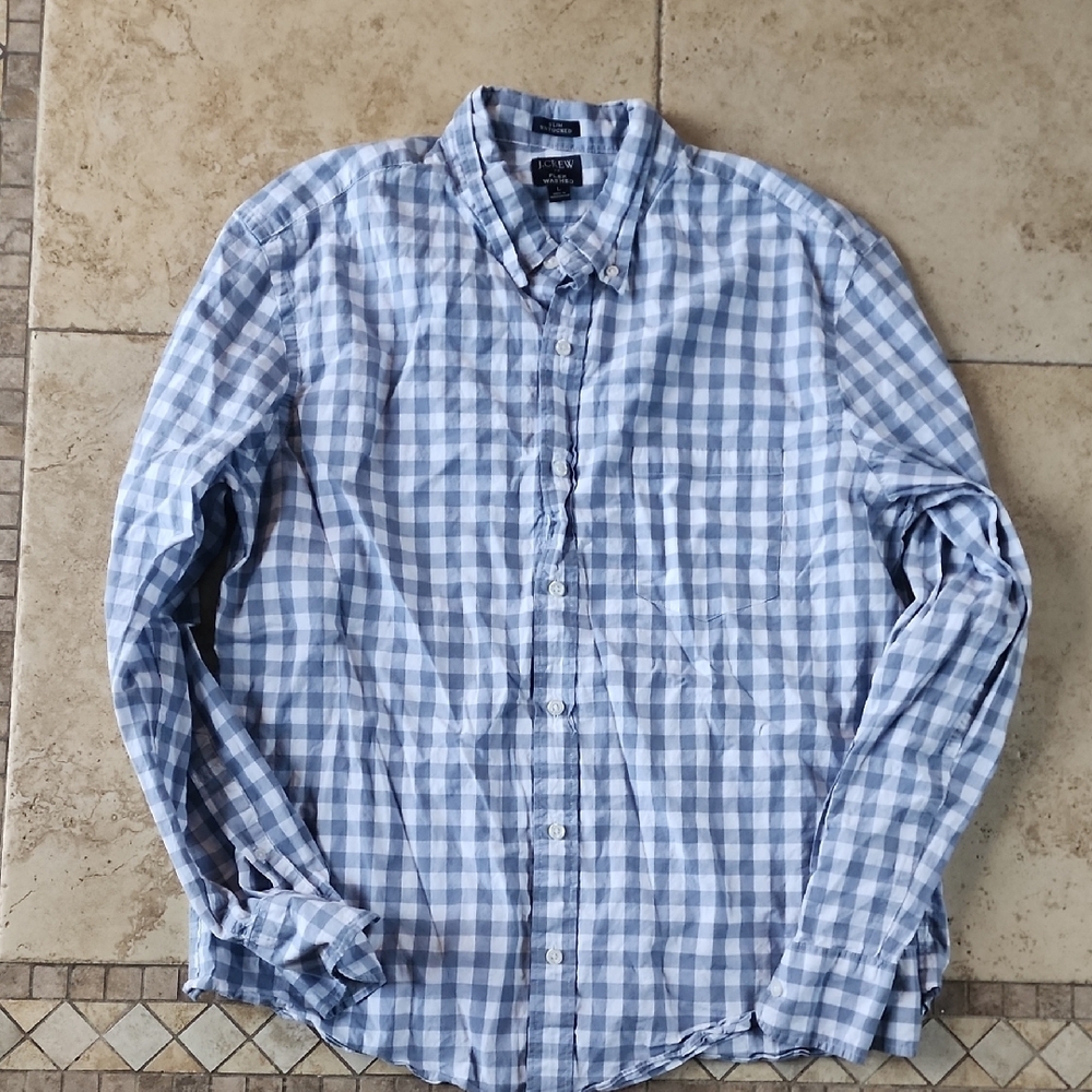 J.Crew Flex washed Men's Blue Checkered Shirt